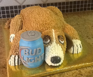 Dog with Beer Can Cake
